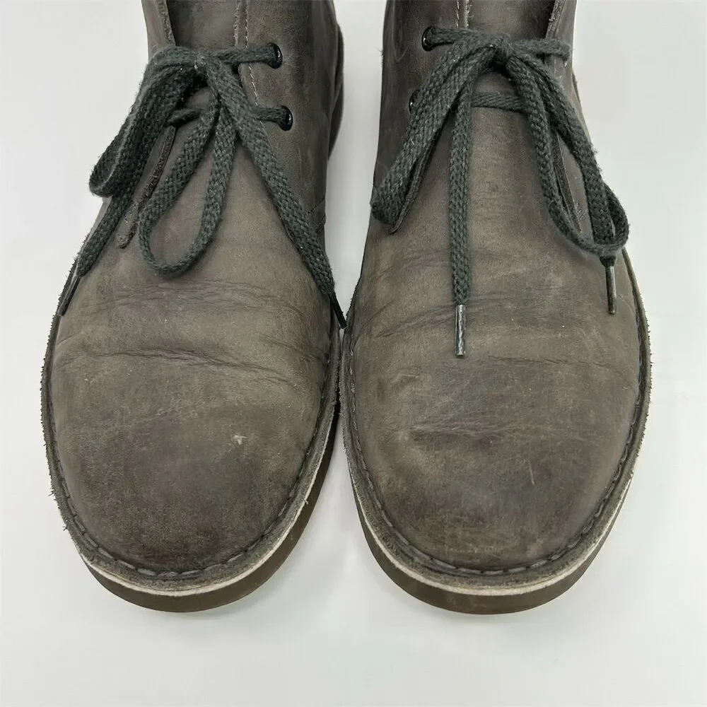 Clarks Men's Bushacre 2 Gray Leather Lace Up Chukka Boots Size 10 US Comfort